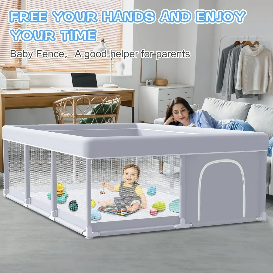 Baby Playpen 74 x 50 Inch Play Pen Playards Playpen for Babies and Toddlers Baby Playard for Indoor Outdoor Active Center Game