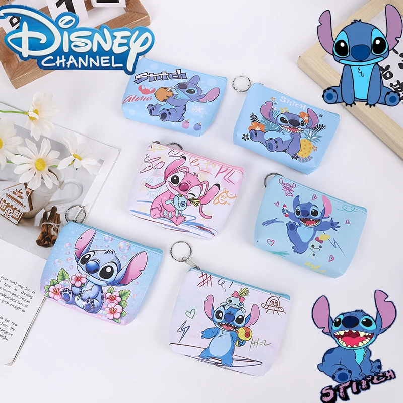 Disney Stitch Coin Purse Anime Lilo & Stitch Cute Cartoon Print Mini Wallet Portable Creativity Storage Card Bags Children Gift