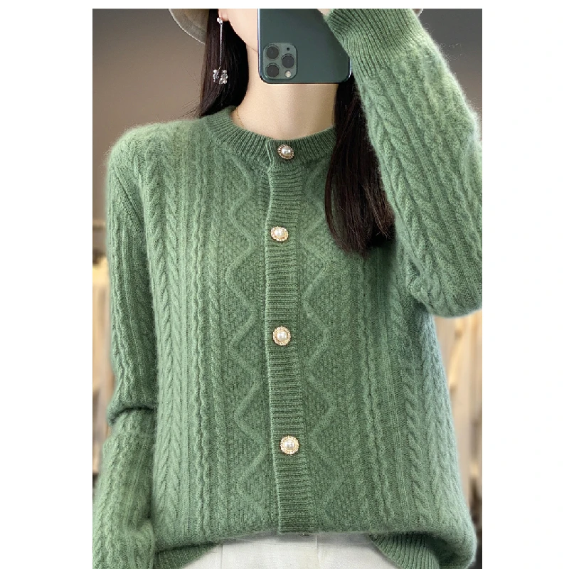 Suéter Cárdigan de Punto de Alta Gama para Mujer, Sin Bolitas, Otoño Invierno 2025, Nuevo Estilo de Daliang Dongguan