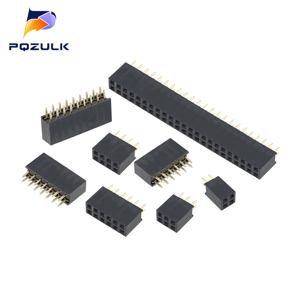 10PCS 2.54mm Double Row Female 2~40P Breakaway PCB Board Pin Header Socket Connector Pinheader 2*2/3/4/6/10/12/16/20/40Pin