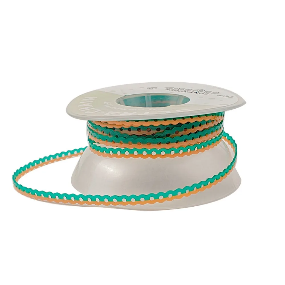 

1 рулон, 4,5 м (15 футов) ортодонтических эластичных цепочек Power Chain, стоматологический материал, ультрапрочные цветные закрытые резиновые цепочки для зубоврачебников