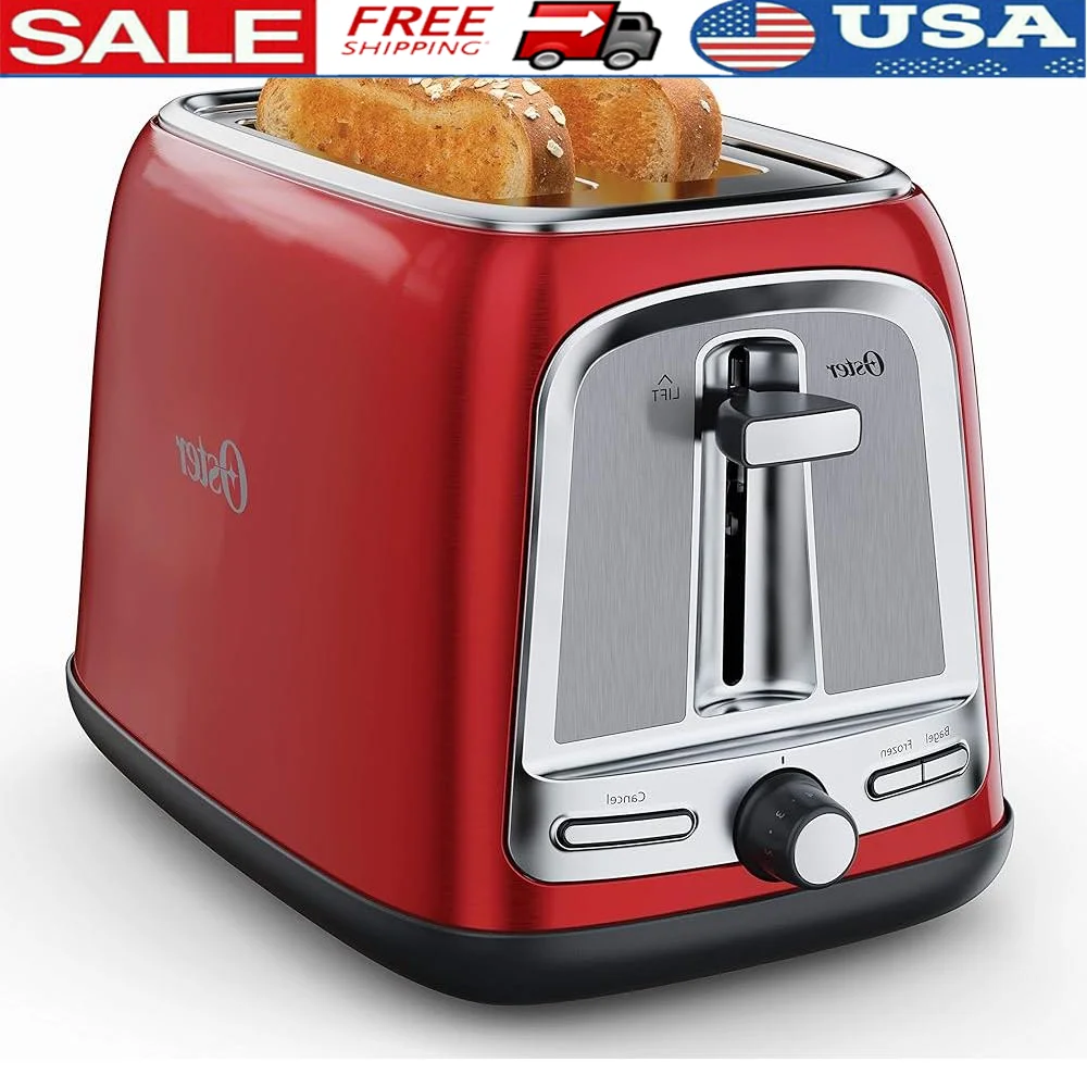 2-Slice Toaster with Advanced Toast Technology Extra-Wide Slots Removable Crumb Tray Lift Lever Bagel Frozen Settings Easy