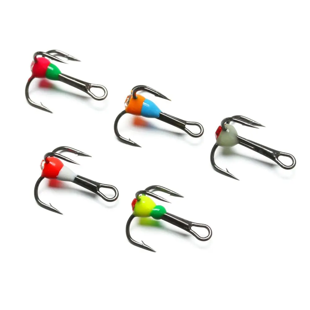 New Winter Ice Fishing Hooks Three-jaw Hook High Carbon Steel Sinking Bait Fishing Tackle Tools 8# 10# 12# 14#