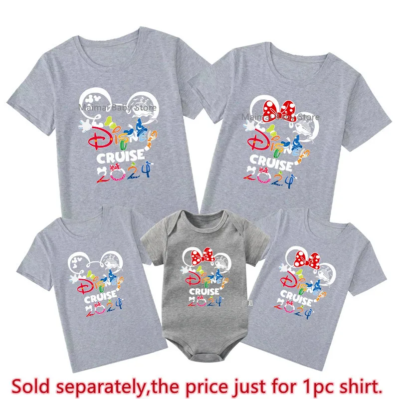 Disney Cruise 2024 Family Vacation Shirts Cotton Dad Mom Kids Tees Tops Baby Rompers Funny Family Matching Cruise Trip Outfits