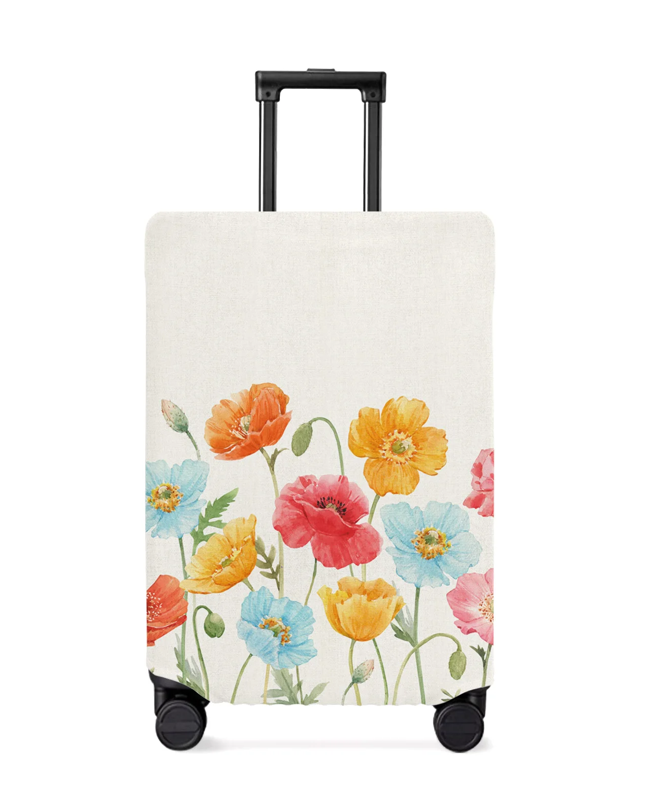 

Watercolor Poppy Flower Luggage Cover Stretch Suitcase Protector Baggage Dust Case Cover for 18-32 Inch Travel Suitcase Case