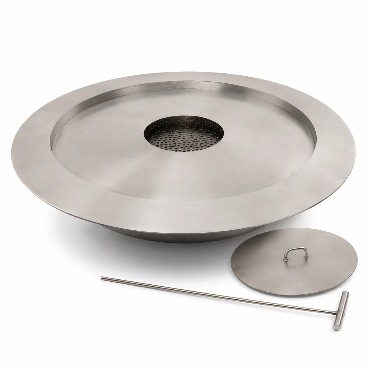 SXFireplace Round Stainless Steel Manual Bioethanol Burner Insert with Extinguishing Lid and Custom Size