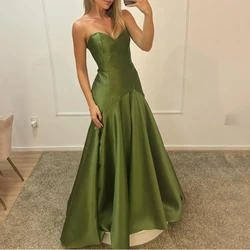 Customized Formal Women Strapless Slim Fit Mermaid Dresses Fashion Simple Luxury Glossy Satin Long Cocktail Vestidos New French