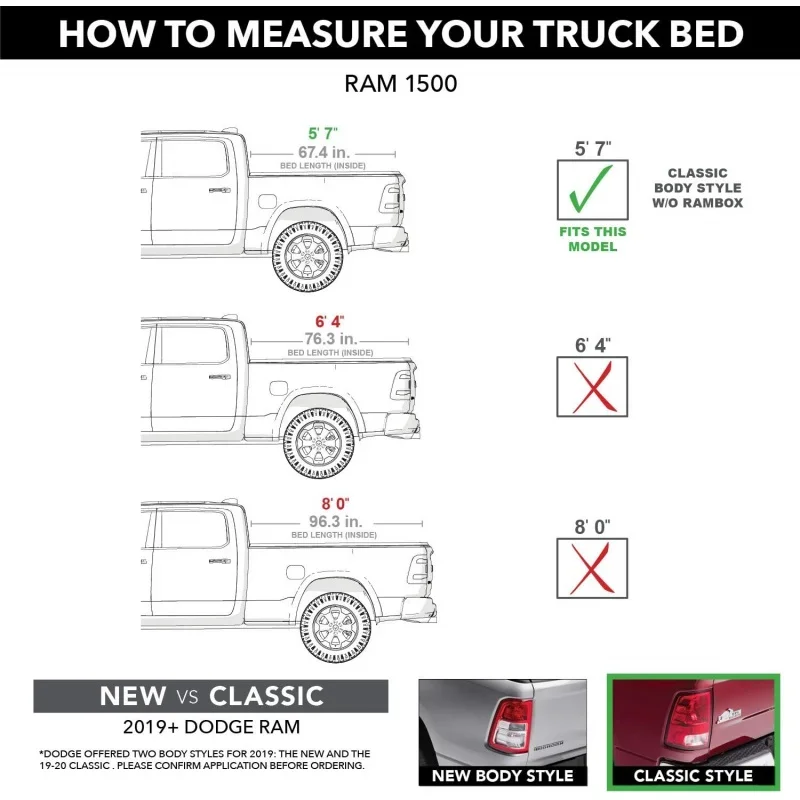 TruXport Soft Roll Up Truck Bed Tonneau Cover | 245901 | Fits 2009 - 2018, 2019 - 2020 Classic Dodge Ram 1500 w/o RamBox 5' 7