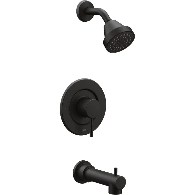 Pressure Balancing Modern Tub and Shower Trim Kit, Featuring Shower Head, Lever Handle, and Tub Spout