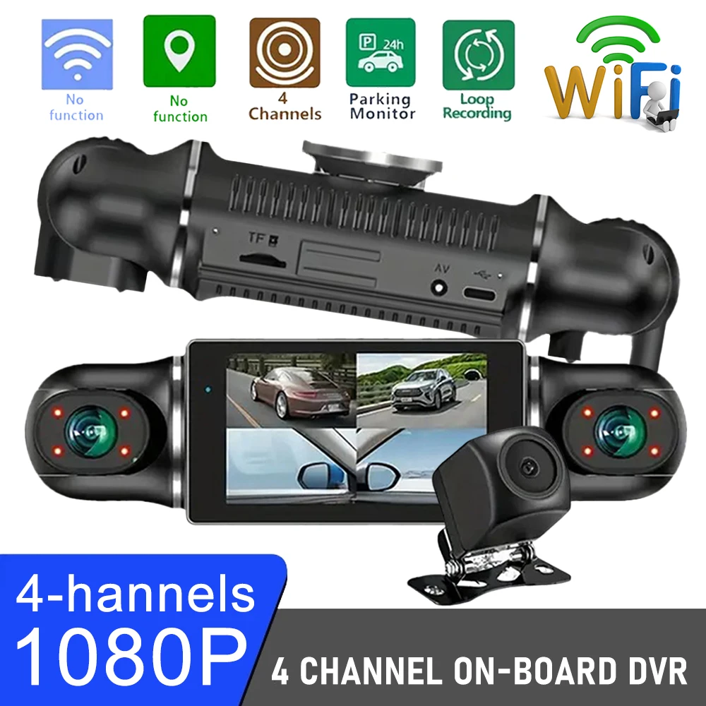 4 Channel DASH CAM GPS Vehicle Mounted DVR 4*1080P Dashboard Camera Dash CAM The Parking Monitoring Was Recorded In A 24H Cycle