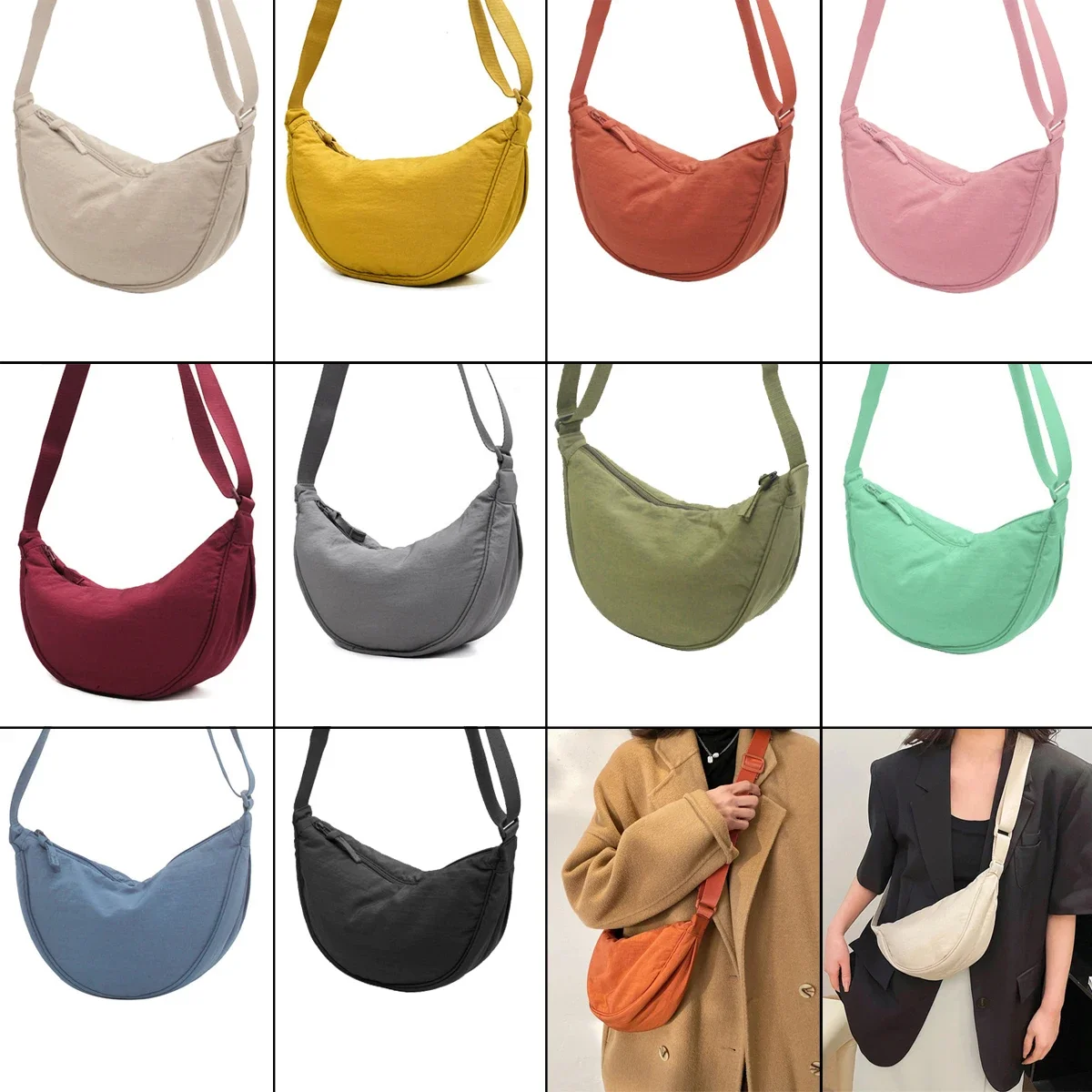 Bolso de hombro de nailon para el pecho para mujer, bandolera de viaje de gran capacidad, cinturón de media luna, envío directo, venta al por mayor