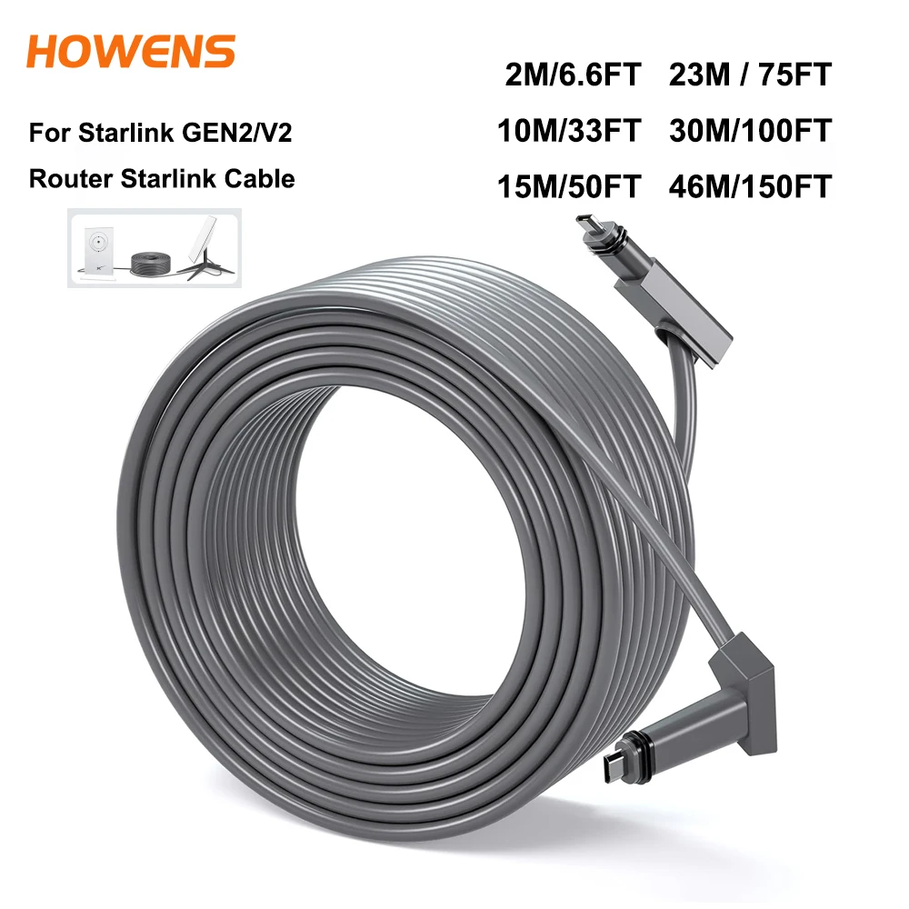 

For Starlink GEN2/V2 Router Starlink Cable for Starlink Rectangular Satellite Gen2 Web Replacement Angled Cable Waterproof Cable