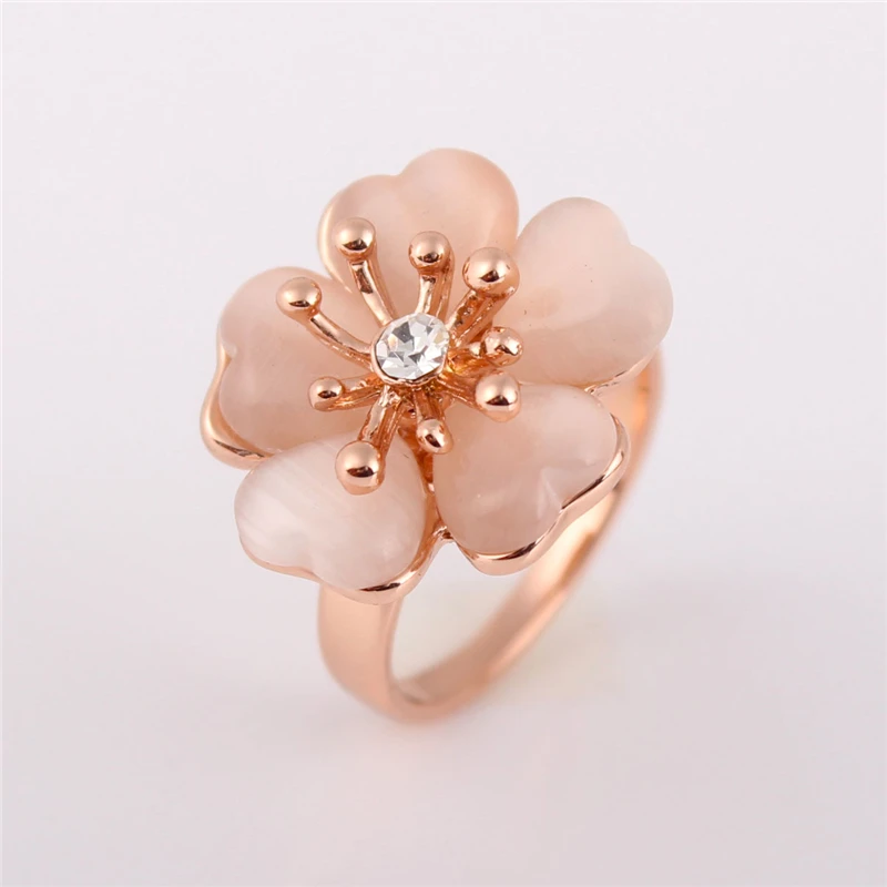 Ajojewel Rose Gold-color Girls Cute Ring Opal Flower Finger Jewelry Spring Woman Gift to offer