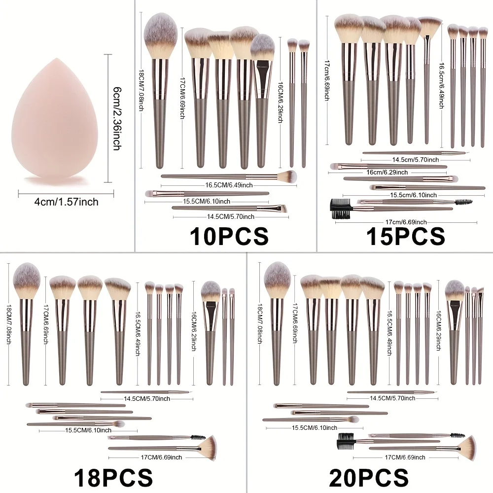 Ensemble de pinceaux de maquillage champagne chaud pour femmes, fond de teint cosmétique, poudre, surbrillance, blush, visage, yeux, pinceau de maquillage, outils de beauté, 3-20 pièces