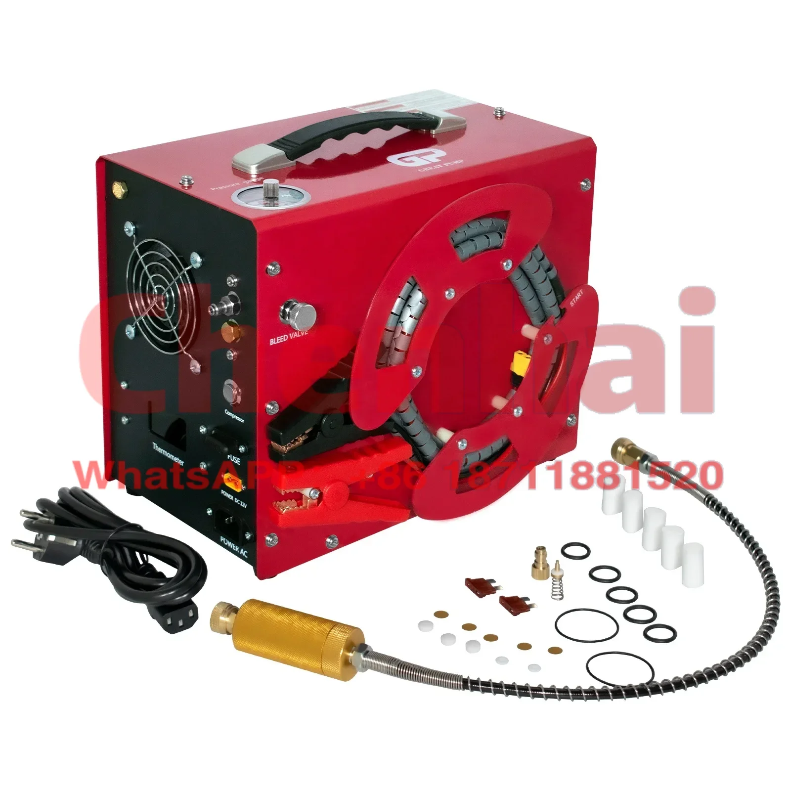 

GP Hot Sale Portable 110V 220V Auto Stop 4500psi High Pressure 30mpa 300bar Paintball Snorkeling 12V PCP Air Compressor