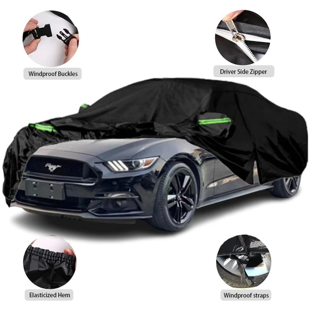 Waterproof Car Covers Compatible with 2015-2024 Ford Mustang with Zipper Door for Rain Snowproof UV Windproof Protection