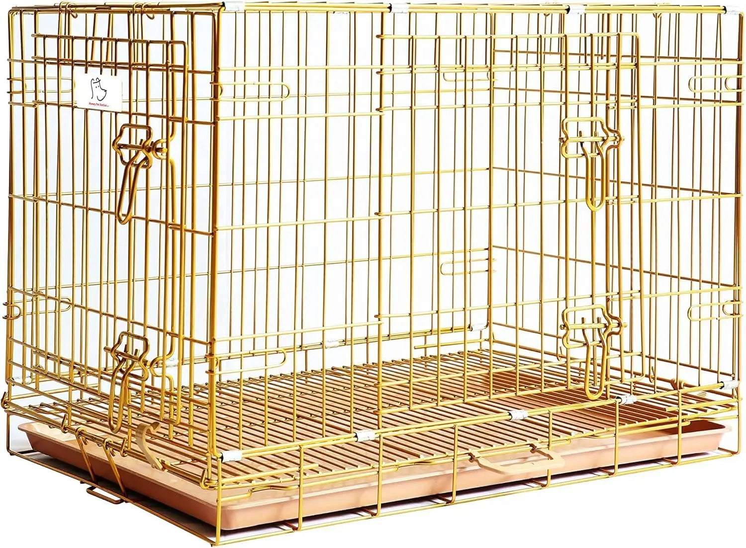 

30 Inch Portable Folding Metal Dog Crate with Removable Grid, Double Doors for Medium-Small Breeds Indoor Travel