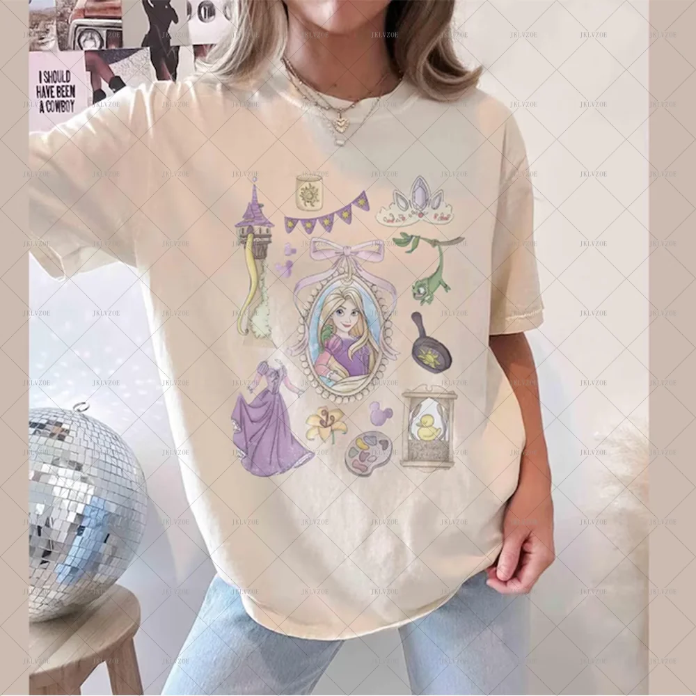 Fashion Cute Women Vintage Disney Tangled Rapun Disney Princess Rapunzel TShirt Disney Family Trip Tshirt Disney Coquette Tshirt