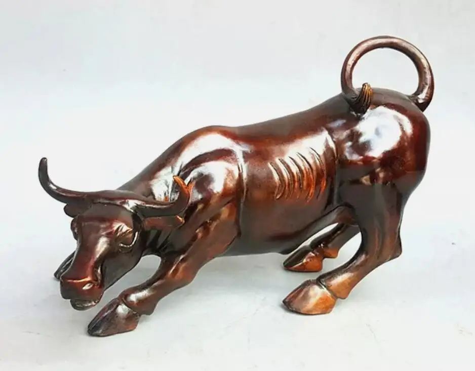 30cm Large Bronze Coffee Wall Street Bull Market Stock Cattle Fierce Statue