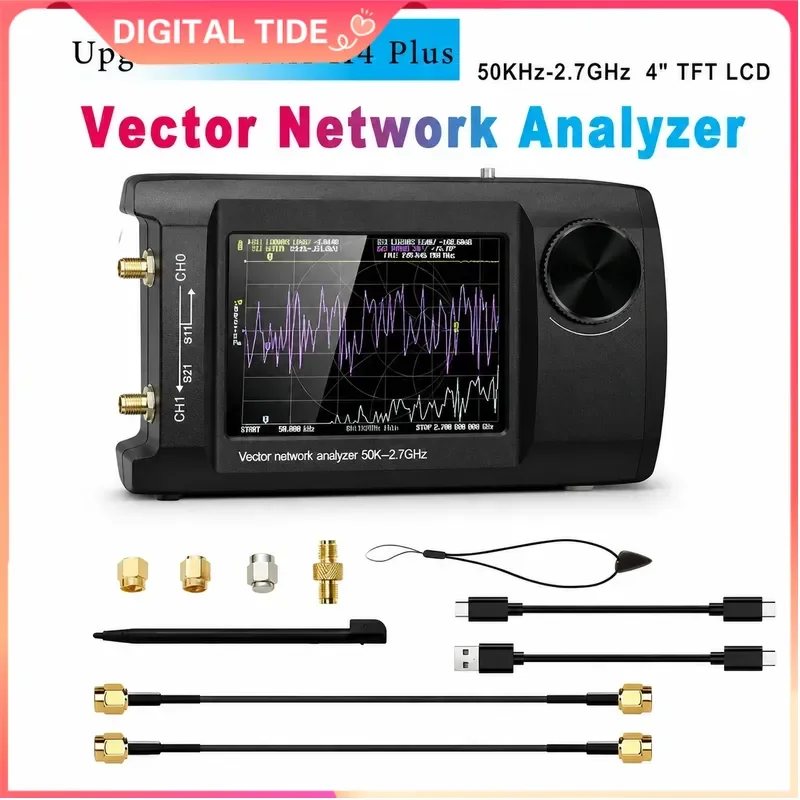 NanoVNA H4 Plus Vector Network Analyzer 50KHz-2.7GHz Antenna Tester 4 Inch IPS LCD Touch Screen RF Impedance Measurement