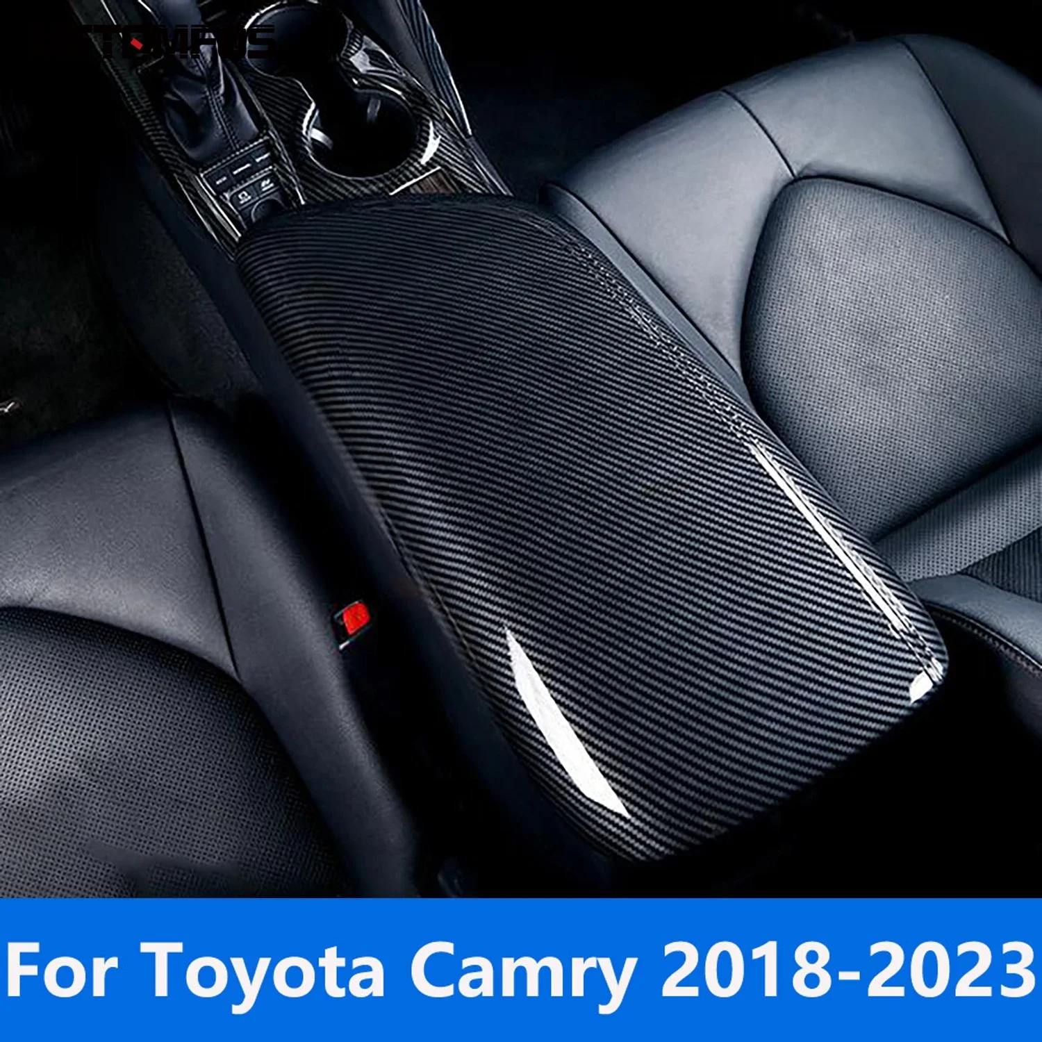 For Toyota Camry 2018-2021 2022 2023 Carbon Fiber Center Console Armrest Box Storage Case Cover Trim Accessories Car Styling