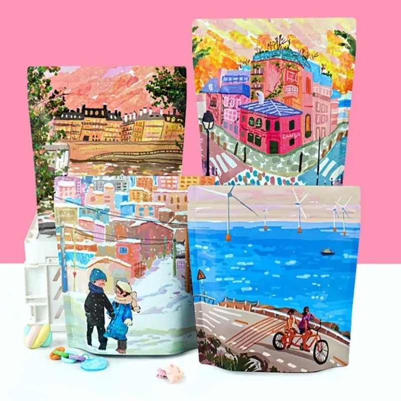 

100PCS Colors Styles Cafe Aluminum Foil Packaging Box DIY Xmas Matcha Cocoa Coffee Tea Honey Sugar Candy Storage Pouches