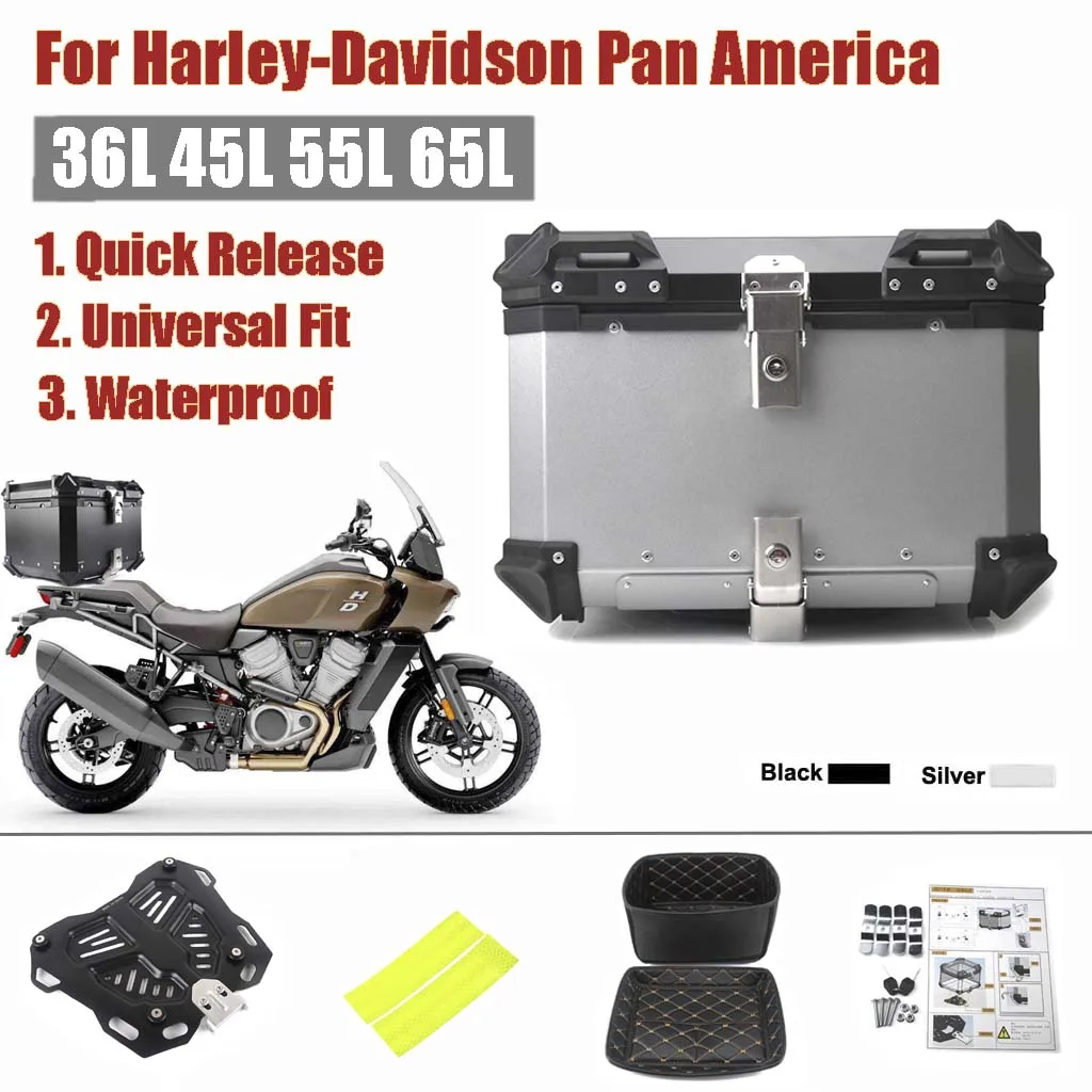 

For Harley-Davidson Pan America Motorcycle Luggage Case Rear Top Box Helmet Moto Trunk Aluminum Topcase Waterproof Quick Release