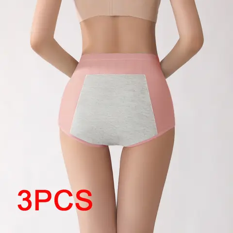 3PCS 누출 방지 팬티 월경 기간 란제리 월경 팬티 여성 높은 허리 팬티 속옷 여성 여성 원활한