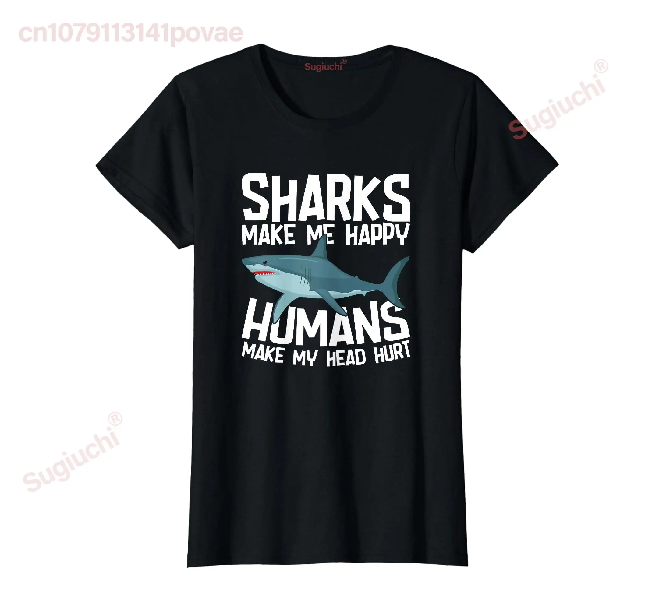 

Футболка из 100% хлопка с забавными акулами Make Me Happy Marine Biology Shark, повседневные женские футболки для девочек