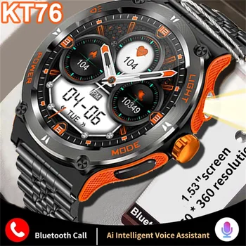 AMOLED HD 스크린 LED 손전등, 블루투스 토크, 3ATM 방수 스마트워치, 안드로이드 IOS 샤오미, 1.5 인치, KT76, 2024 신제품 