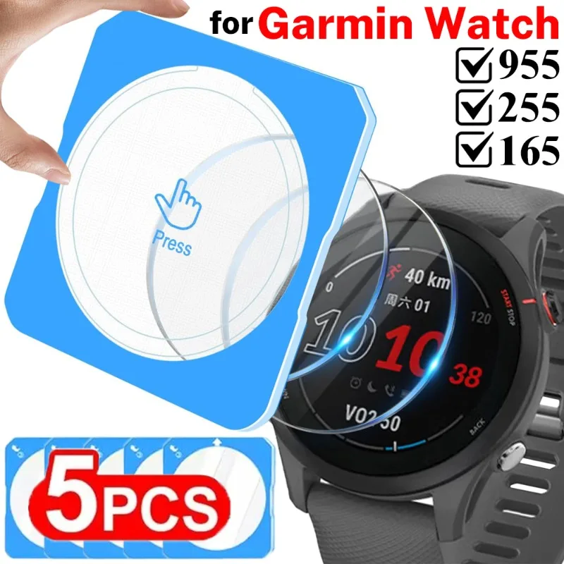 

5-1 комплект, простая установка пленки для часов для Garmin Forerunner 165/955/255, защитные пленки из закаленного стекла с твердостью 9H для Garmin