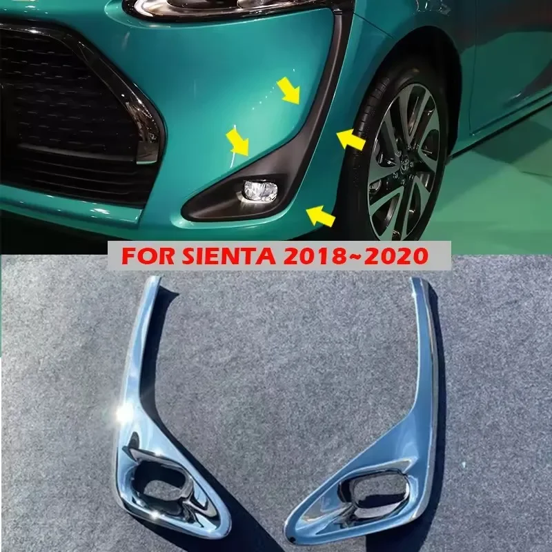 Car Front Fog Light Lamp Cover For Toyota Sienta 2018~2020 Chrome Protect Trim Glisten Sticker Refit Part Decorative Accessory
