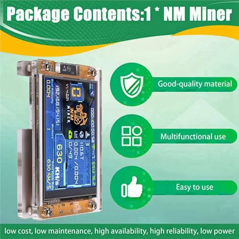 AT05-Upgraded 3400KH/S Bitcoin Smart Display 2.8 Inch Crypto Solo Lottery Miner Nmminer Nerdminer+ 4 Slots Stand