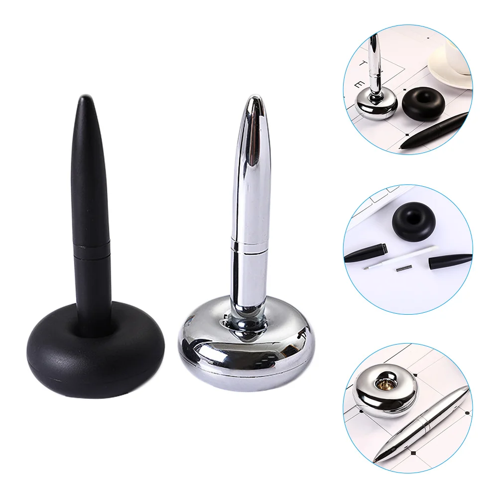 

2 Pcs Security Pen Holder Suspension The Gift Ballpoint Nice for Men Business Metal Weighted