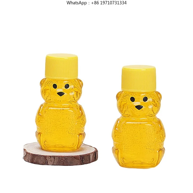 1000 Pieces Small Bear Honey Jar 60ML/2oz Food Grade PET Mini Dispenser Bottle with Caps Portable Juice Bottle for Honey Shops