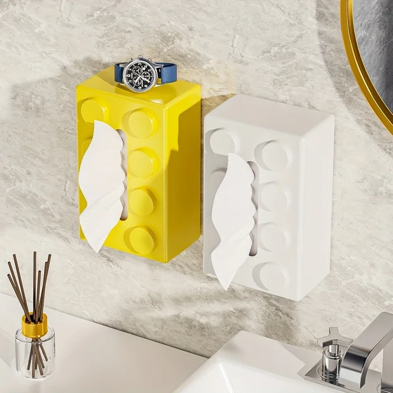 

Креативный мультяшный дизайн, строительный блок, коробка для салфеток, многоцелевой ящик для хранения салфеток, кухонный настенный ящик для хранения салфеток