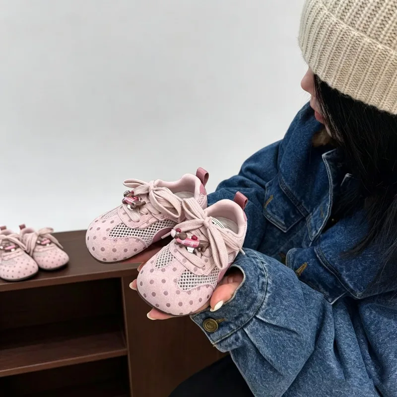 Kinder Freizeitschuhe Süße Polka Dots Mädchen Tennisschuhe Atmungsaktives Mesh 2026 Brandneue Kinder Sportschuhe Weiche Sohle Rutschfest – Detail 6