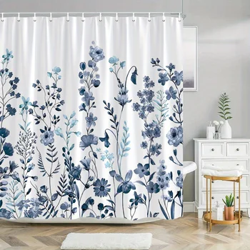 Blue Floral Curtain 1