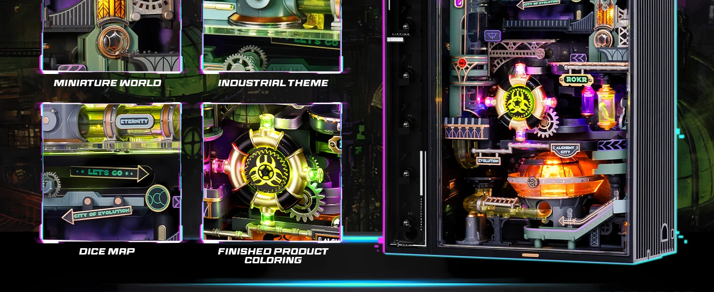 ROBOTIME ROKR Alchemy City Murmelbahn Unendliche Schleife Parallelwelt-Serie STEM-Spielzeug Ultimatives Geburtstags- und Feiertagsgeschenk für Männer – Detail 2