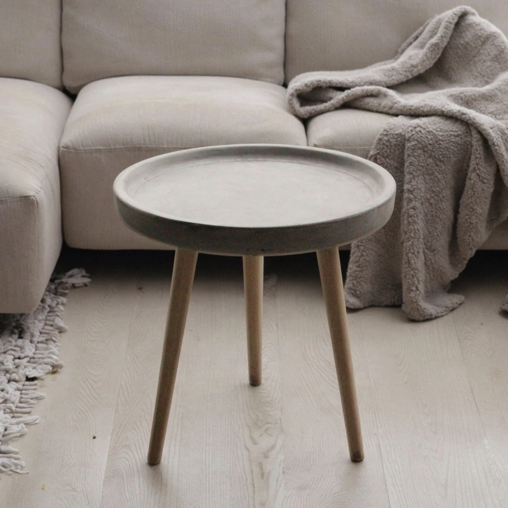 Moderner runder Couchtisch mit dekorativen Beinen aus Kiefernholz für Wohnzimmer, Garten oder Küche, Wohnmöbel
