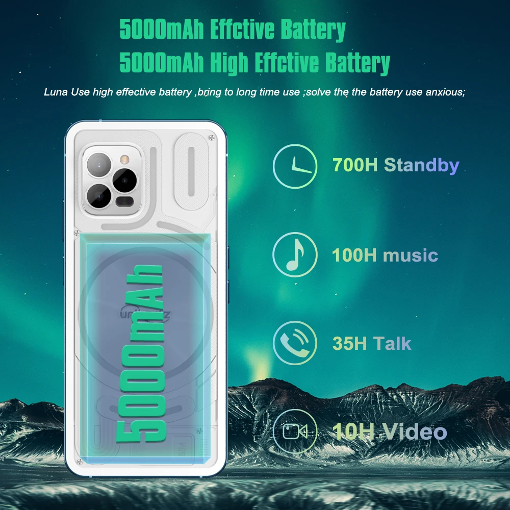 Unihertz Luna Smartphone Rhythm Ambient LED Strip Music Phone 8GB RAM 256GB ROM 108MP G99 Telefon komórkowy Night Vision Telefon komórkowy