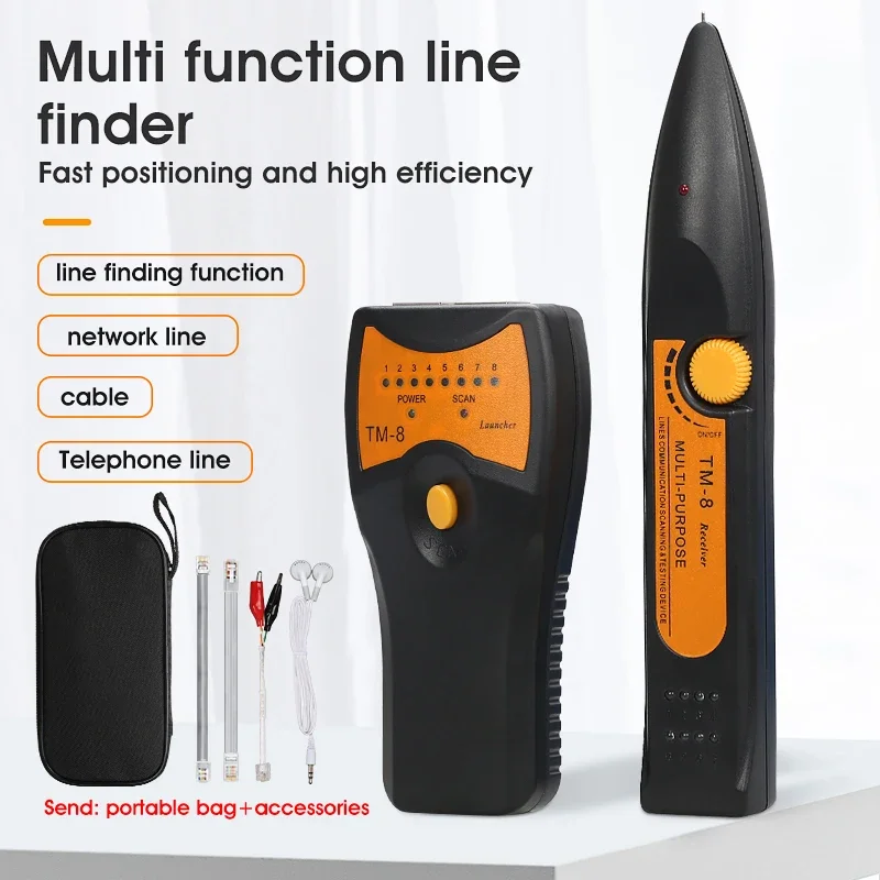 

TM-8 RJ11 RJ45 Cat5 Cat6 Telephone LAN Network Cable Tester Detector Wire Tracker Tracer Toner Ethernet Line Finder