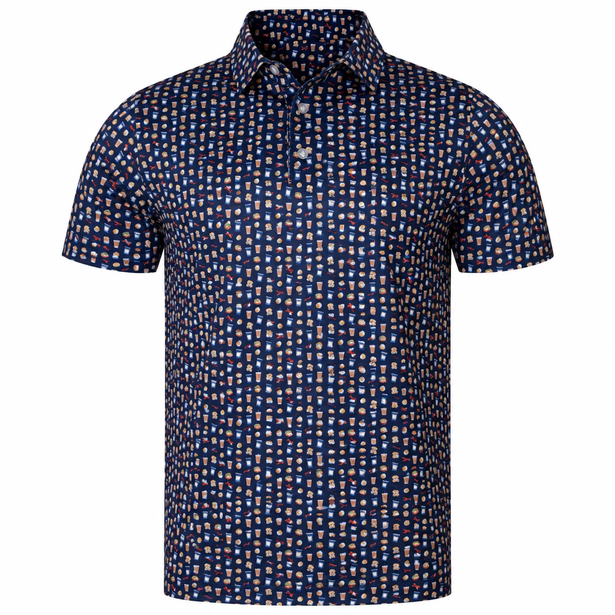 Men's Golf Polo Shirt Short Sleeve Printed Pattern Quick Dry Breathable Stretch Sportswear Outdoor Casual Golf Wear Ready Stock