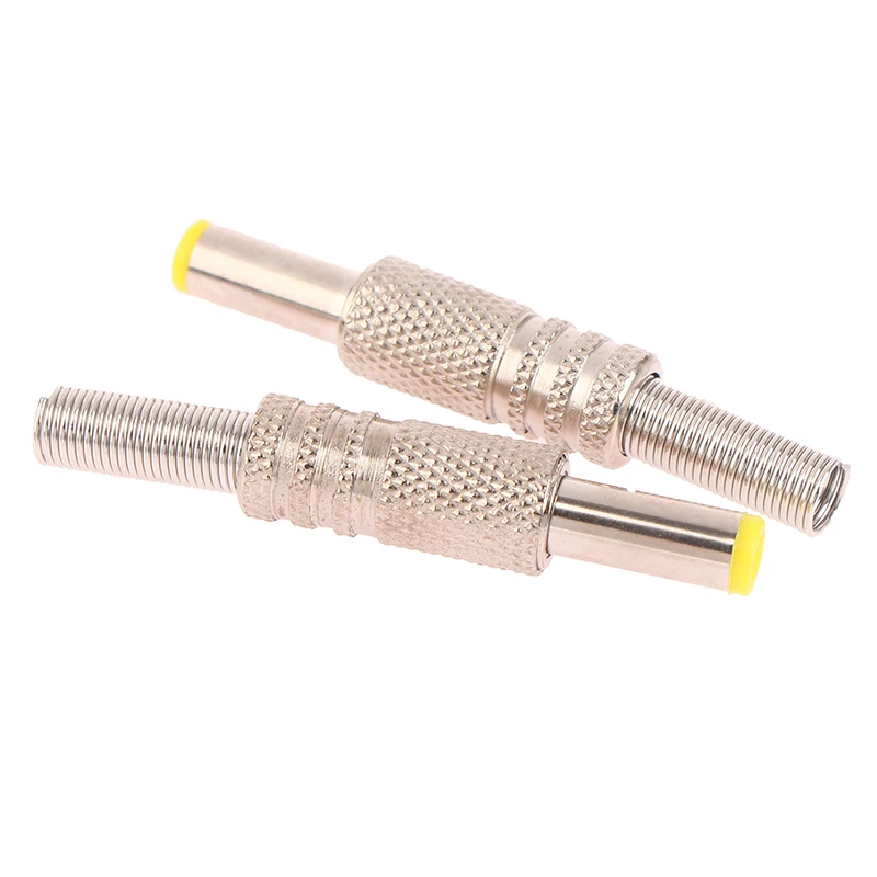 2 Stuks 5.5x2.5mm DC Power Jack Stekker Metalen Connector Adapter Met Gele Kop Adapter Connector plug