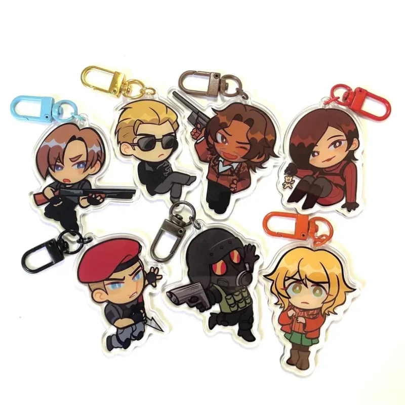 Resident Evil 4 Remake Q Version Acrylic Keychain  Cute Game Character Charm Keyring Bag Pendant Fans Collection Gift