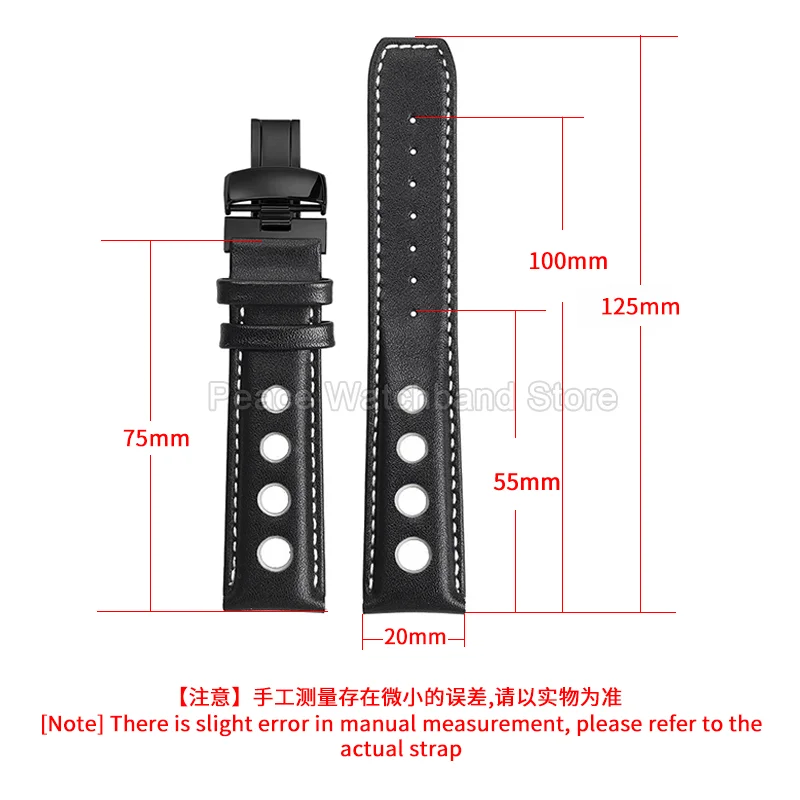 20 مللي متر مشبك من الفولاذ المقاوم للصدأ البني لتيسو T-Race T044614A T044417A T100.417 T100.427 حزام ساعة من جلد البقر عالي الجودة