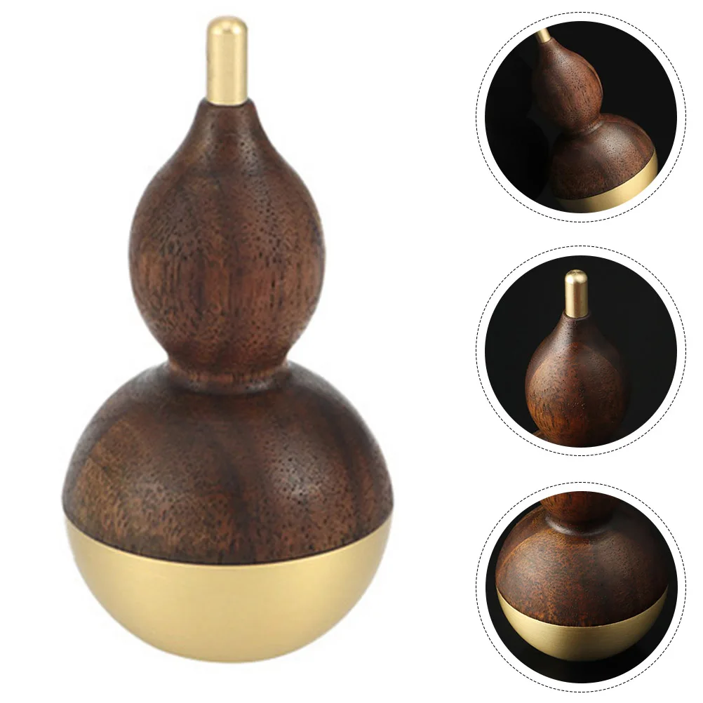 

1pc Brass Wooden Tumbler Gourd Ornament Stylish Small Decor Desktop Adornment Home Craft Artistic Household Elegant Handicraft