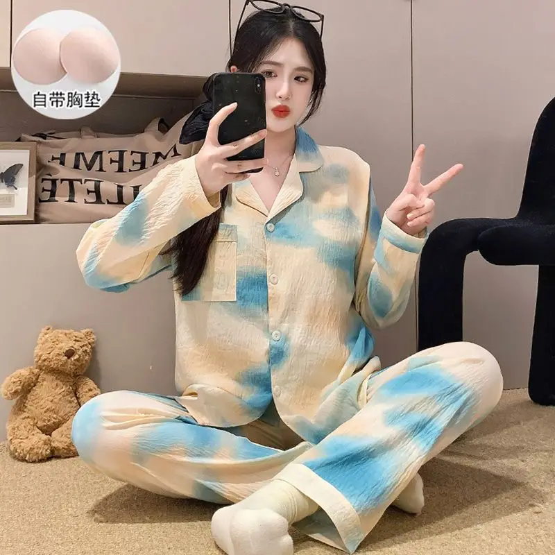 Pjs مجموعة بيجامة نسائية مجموعة بيجامة شتوية دافئة ملابس منزلية عصرية ، بيجامة مطرزة سترة لطيف لينة بيجامة مجموعة