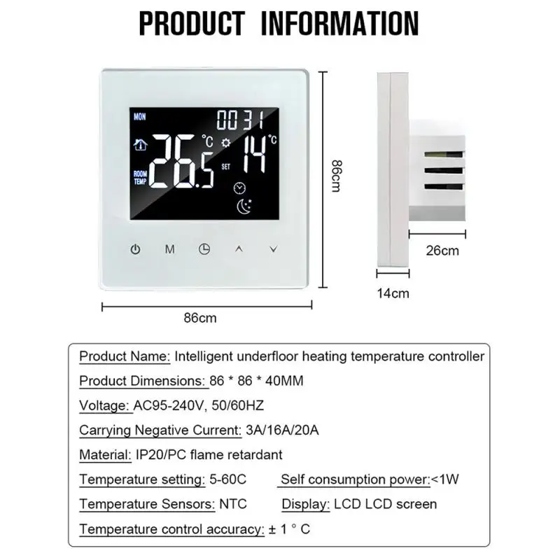 Imagem -06 - Tuya Wifi Termostato Inteligente Aquecimento Elétrico de Piso Caldeira de Água Controle Remoto de Temperatura Funciona com Alexa Google Home 16a