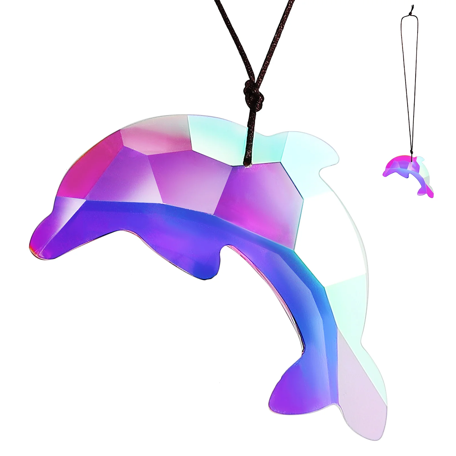 

3D Shape Colorful Sun Catcher Prism Pendant Home Garden Marine Ornament Dolphin Statue Crystal Light Reflector Ocean Decor